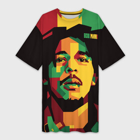 Платье-футболка 3D с принтом Ямайка, Боб Марли ,  |  | Тематика изображения на принте: bob marley | reggae | регги