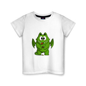 Детская футболка хлопок с принтом Дракон с мороженкой , 100% хлопок | круглый вырез горловины, полуприлегающий силуэт, длина до линии бедер | dragon | icecream | дракон | дракошка | мороженное | рисованный