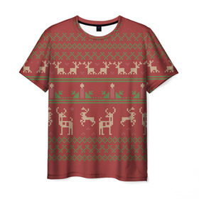 Мужская футболка 3D с принтом Новогодний олень , 100% полиэфир | прямой крой, круглый вырез горловины, длина до линии бедер | 2017 год | deer | ho | merry christmas | new year | santa | дед мороз | зима | клаус | новый год | ночь | олени | праздник | рождество | санта | снег