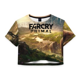 Женская футболка 3D укороченная с принтом Far Cry Primal 8 , 100% полиэстер | круглая горловина, длина футболки до линии талии, рукава с отворотами | far cry | far cry primal | компьютерные игры | первобытные | фар край праймал | фаркрай