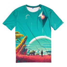 Мужская футболка 3D с принтом No Man`s Sky 5 , 100% полиэфир | прямой крой, круглый вырез горловины, длина до линии бедер | no man sky | no mans sky | безлюдное небо | ноу мэнс скай