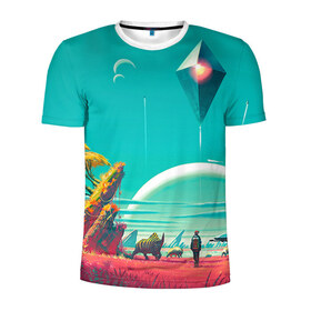 Мужская футболка 3D спортивная с принтом No Man`s Sky 5 , 100% полиэстер с улучшенными характеристиками | приталенный силуэт, круглая горловина, широкие плечи, сужается к линии бедра | Тематика изображения на принте: no man sky | no mans sky | безлюдное небо | ноу мэнс скай