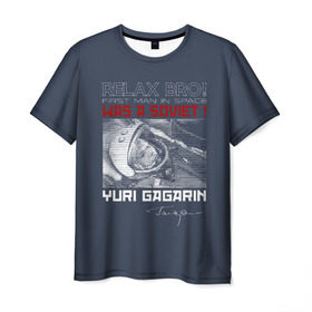 Мужская футболка 3D с принтом Гагарин , 100% полиэфир | прямой крой, круглый вырез горловины, длина до линии бедер | 
