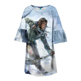 Детское платье 3D с принтом Rise of the Tomb Raider 3 , 100% полиэстер | прямой силуэт, чуть расширенный к низу. Круглая горловина, на рукавах — воланы | rise of the tomb raider | tomb raider | восхождение расхитительницы гробниц | расхитительница гробниц