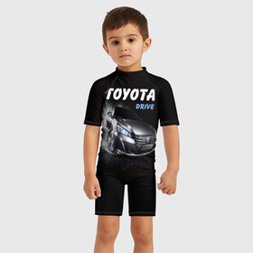 Детский купальный костюм 3D с принтом Toyota Drive , Полиэстер 85%, Спандекс 15% | застежка на молнии на спине | crown | toyota | авто | автомобиль | краун | машина | тачка | тойота