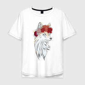 Мужская футболка хлопок Oversize с принтом Лиса , 100% хлопок | свободный крой, круглый ворот, “спинка” длиннее передней части | fox | животные | лиса | лисичка | лисы | осень | рыжая | фыр фыр | цветы