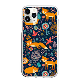 Чехол для iPhone 11 Pro матовый с принтом Лисички паттерн , Силикон |  | fox | животные | лиса | лисичка | лисы | осень | рыжая | фыр фыр | цветы