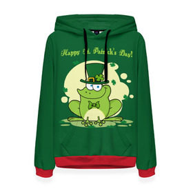 Женская толстовка 3D с принтом Ирландия , 100% полиэстер  | двухслойный капюшон со шнурком для регулировки, мягкие манжеты на рукавах и по низу толстовки, спереди карман-кенгуру с мягким внутренним слоем. | clover | frog | green | happy st. patricks day | ireland | irish | moon | день святого патрика | зелёная | ирландец | ирландия | клевер | луна | лягушка | счастливый | шляпа