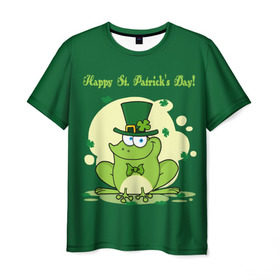 Мужская футболка 3D с принтом Ирландия , 100% полиэфир | прямой крой, круглый вырез горловины, длина до линии бедер | Тематика изображения на принте: clover | frog | green | happy st. patricks day | ireland | irish | moon | день святого патрика | зелёная | ирландец | ирландия | клевер | луна | лягушка | счастливый | шляпа