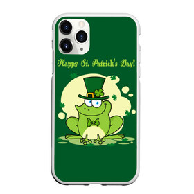 Чехол для iPhone 11 Pro матовый с принтом Ирландия , Силикон |  | clover | frog | green | happy st. patricks day | ireland | irish | moon | день святого патрика | зелёная | ирландец | ирландия | клевер | луна | лягушка | счастливый | шляпа