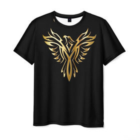 Мужская футболка 3D с принтом Gold Phoenix , 100% полиэфир | прямой крой, круглый вырез горловины, длина до линии бедер | злато | золото | клюв | крылья | металл | орёл | птица | феникс