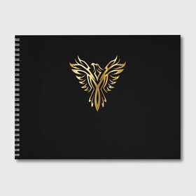 Альбом для рисования с принтом Gold Phoenix , 100% бумага
 | матовая бумага, плотность 200 мг. | злато | золото | клюв | крылья | металл | орёл | птица | феникс