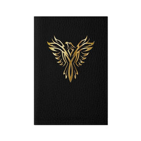 Обложка для паспорта матовая кожа с принтом Gold Phoenix , натуральная матовая кожа | размер 19,3 х 13,7 см; прозрачные пластиковые крепления | злато | золото | клюв | крылья | металл | орёл | птица | феникс