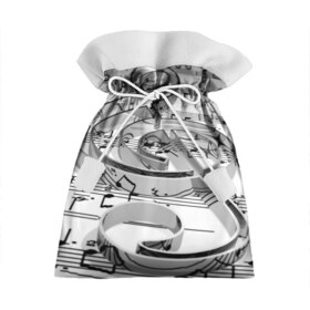 Подарочный 3D мешок с принтом Скрипичный ключ , 100% полиэстер | Размер: 29*39 см | metal | mirrored | music | notes | sign | treble clef | зеркальный | знак | металл | музыка | ноты | скрипичный ключ