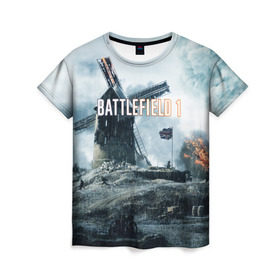 Женская футболка 3D с принтом Battlefield 1 , 100% полиэфир ( синтетическое хлопкоподобное полотно) | прямой крой, круглый вырез горловины, длина до линии бедер | батла | батлфилд