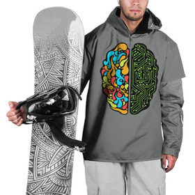 Накидка на куртку 3D с принтом Мужское и женское , 100% полиэстер |  | Тематика изображения на принте: iq | интеллект | искусство | логика | мозг | плата | полушарие | творчество | ум