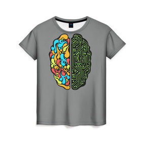 Женская футболка 3D с принтом Мужское и женское , 100% полиэфир ( синтетическое хлопкоподобное полотно) | прямой крой, круглый вырез горловины, длина до линии бедер | iq | интеллект | искусство | логика | мозг | плата | полушарие | творчество | ум