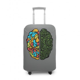 Чехол для чемодана 3D с принтом Мужское и женское , 86% полиэфир, 14% спандекс | двустороннее нанесение принта, прорези для ручек и колес | iq | интеллект | искусство | логика | мозг | плата | полушарие | творчество | ум