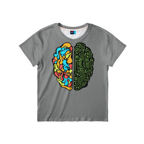 Детская футболка 3D с принтом Мужское и женское , 100% гипоаллергенный полиэфир | прямой крой, круглый вырез горловины, длина до линии бедер, чуть спущенное плечо, ткань немного тянется | iq | интеллект | искусство | логика | мозг | плата | полушарие | творчество | ум