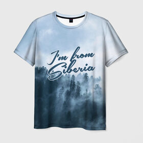 Мужская футболка 3D с принтом Я из Сибири , 100% полиэфир | прямой крой, круглый вырез горловины, длина до линии бедер | siberia | лес | россия | сибирь | тайга | холод