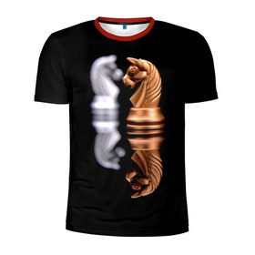 Мужская футболка 3D спортивная с принтом Ход конём , 100% полиэстер с улучшенными характеристиками | приталенный силуэт, круглая горловина, широкие плечи, сужается к линии бедра | 64 | chess | игра | конь | спорт | фигура | шахматы