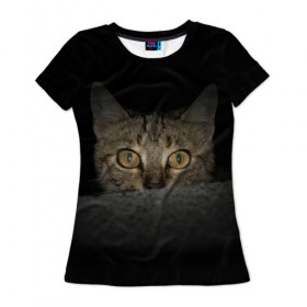 Женская футболка 3D с принтом Котик , 100% полиэфир ( синтетическое хлопкоподобное полотно) | прямой крой, круглый вырез горловины, длина до линии бедер | животные | кот | котенок | котик | кошка