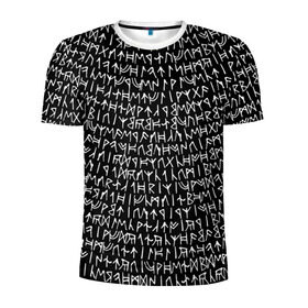 Мужская футболка 3D спортивная с принтом Руны , 100% полиэстер с улучшенными характеристиками | приталенный силуэт, круглая горловина, широкие плечи, сужается к линии бедра | викинги | древний | иероглифы | история | магия | рунический | север | текст | черно белый