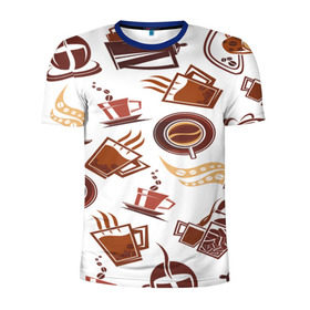 Мужская футболка 3D спортивная с принтом Coffee , 100% полиэстер с улучшенными характеристиками | приталенный силуэт, круглая горловина, широкие плечи, сужается к линии бедра | кофе | паттерн