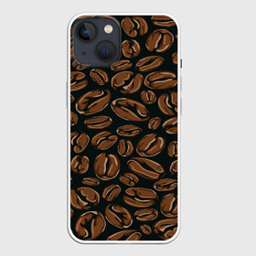 Чехол для iPhone 13 с принтом Арабика ,  |  | Тематика изображения на принте: beens | coffee | pattern | бобы | зерна | кофе | паттерн