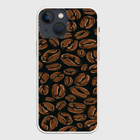Чехол для iPhone 13 mini с принтом Арабика ,  |  | Тематика изображения на принте: beens | coffee | pattern | бобы | зерна | кофе | паттерн