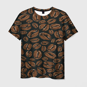Мужская футболка 3D с принтом Арабика , 100% полиэфир | прямой крой, круглый вырез горловины, длина до линии бедер | Тематика изображения на принте: beens | coffee | pattern | бобы | зерна | кофе | паттерн