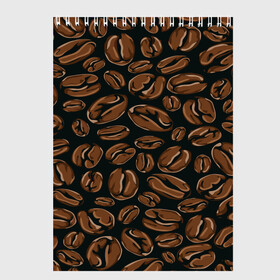 Скетчбук с принтом Арабика , 100% бумага
 | 48 листов, плотность листов — 100 г/м2, плотность картонной обложки — 250 г/м2. Листы скреплены сверху удобной пружинной спиралью | Тематика изображения на принте: beens | coffee | pattern | бобы | зерна | кофе | паттерн
