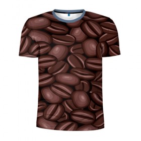 Мужская футболка 3D спортивная с принтом Зёрна кофе , 100% полиэстер с улучшенными характеристиками | приталенный силуэт, круглая горловина, широкие плечи, сужается к линии бедра | beans | coffee | бобы | паттерн