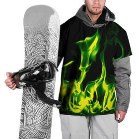 Накидка на куртку 3D с принтом Зелёный огонь , 100% полиэстер |  | Тематика изображения на принте: пламя | черный | яркий
