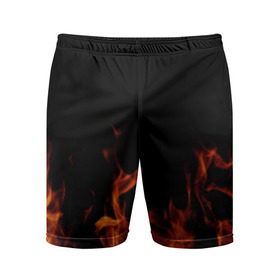 Мужские шорты 3D спортивные с принтом Огонь ,  |  | пламя | черный