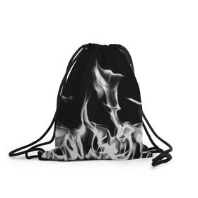 Рюкзак-мешок 3D с принтом Огонь , 100% полиэстер | плотность ткани — 200 г/м2, размер — 35 х 45 см; лямки — толстые шнурки, застежка на шнуровке, без карманов и подкладки | монохромный | пламя