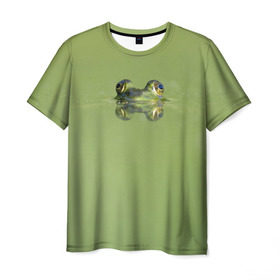 Мужская футболка 3D с принтом Лягушка , 100% полиэфир | прямой крой, круглый вырез горловины, длина до линии бедер | болото | жаба | животные | лягушка