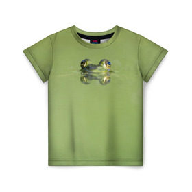 Детская футболка 3D с принтом Лягушка , 100% гипоаллергенный полиэфир | прямой крой, круглый вырез горловины, длина до линии бедер, чуть спущенное плечо, ткань немного тянется | болото | жаба | животные | лягушка