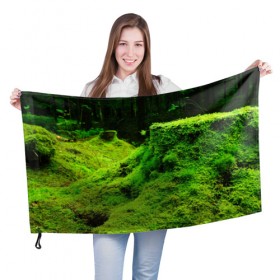 Флаг 3D с принтом Лесная чаща , 100% полиэстер | плотность ткани — 95 г/м2, размер — 67 х 109 см. Принт наносится с одной стороны | 