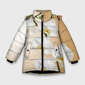Зимняя куртка для девочек 3D с принтом Orhid , ткань верха — 100% полиэстер; подклад — 100% полиэстер, утеплитель — 100% полиэстер. | длина ниже бедра, удлиненная спинка, воротник стойка и отстегивающийся капюшон. Есть боковые карманы с листочкой на кнопках, утяжки по низу изделия и внутренний карман на молнии. 

Предусмотрены светоотражающий принт на спинке, радужный светоотражающий элемент на пуллере молнии и на резинке для утяжки. | девушки | красота | орхидея | прелесть | цветы