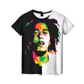 Женская футболка 3D с принтом Bob Marley , 100% полиэфир ( синтетическое хлопкоподобное полотно) | прямой крой, круглый вырез горловины, длина до линии бедер | боб марли | поп арт