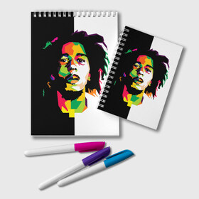 Блокнот с принтом Bob Marley , 100% бумага | 48 листов, плотность листов — 60 г/м2, плотность картонной обложки — 250 г/м2. Листы скреплены удобной пружинной спиралью. Цвет линий — светло-серый
 | боб марли | поп арт