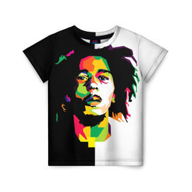 Детская футболка 3D с принтом Bob Marley , 100% гипоаллергенный полиэфир | прямой крой, круглый вырез горловины, длина до линии бедер, чуть спущенное плечо, ткань немного тянется | Тематика изображения на принте: боб марли | поп арт