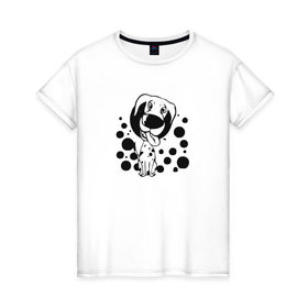 Женская футболка хлопок с принтом Далматинец , 100% хлопок | прямой крой, круглый вырез горловины, длина до линии бедер, слегка спущенное плечо | 