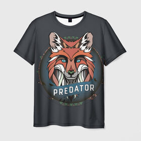 Мужская футболка 3D с принтом Predator Fox 2 , 100% полиэфир | прямой крой, круглый вырез горловины, длина до линии бедер | 