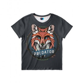 Детская футболка 3D с принтом Predator Fox 2 , 100% гипоаллергенный полиэфир | прямой крой, круглый вырез горловины, длина до линии бедер, чуть спущенное плечо, ткань немного тянется | 