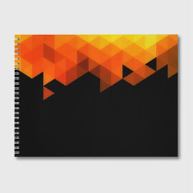 Альбом для рисования с принтом Trianse , 100% бумага
 | матовая бумага, плотность 200 мг. | Тематика изображения на принте: оранжевый | полигон | треугольники | черный