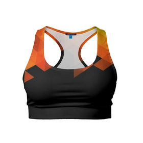 Женский спортивный топ 3D с принтом Trianse , 82% полиэстер, 18% спандекс Ткань безопасна для здоровья, позволяет коже дышать, не мнется и не растягивается |  | оранжевый | полигон | треугольники | черный