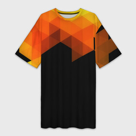 Платье-футболка 3D с принтом Trianse ,  |  | оранжевый | полигон | треугольники | черный