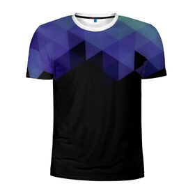 Мужская футболка 3D спортивная с принтом Trianse Blue , 100% полиэстер с улучшенными характеристиками | приталенный силуэт, круглая горловина, широкие плечи, сужается к линии бедра | blue | абстракция | бумага | геометрия | грани | изгиб | линии | оптические | полигоны | полосы | постель | розовый | синий | сочетания | текстура | треугольники